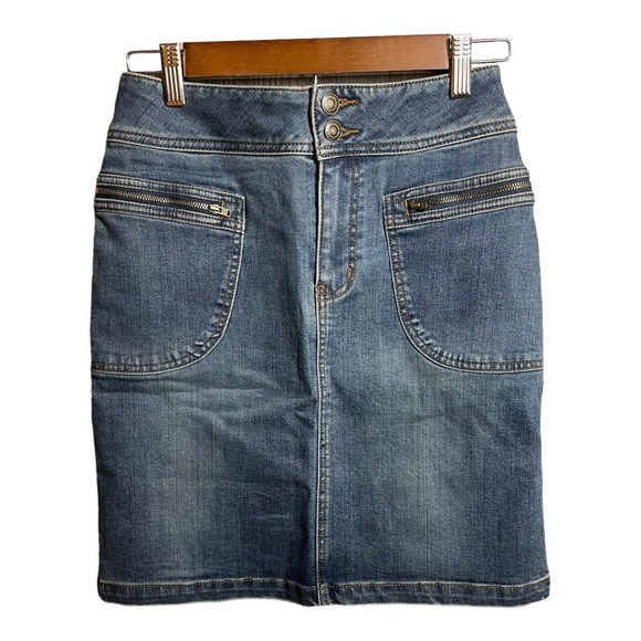 prAna Broadway Denim A-Line Skirt in True Blue Size 2 NWT - Picture 3 of 11